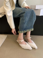 LBSFY  - Fur Women Slides Slippers Summer Outside Slides Thin Mid Heels 2023 New Arrivals Sexy Party Wedding Mules Pumps Slip On Size 39